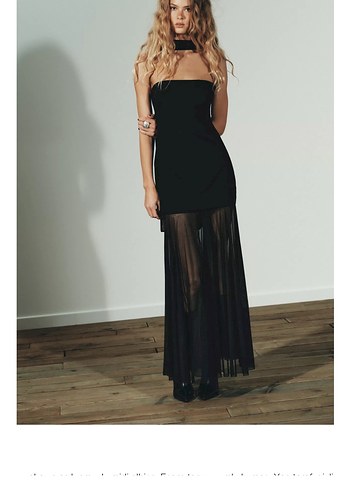 Siyah elbise mini uzun tüllü - Görsel 3