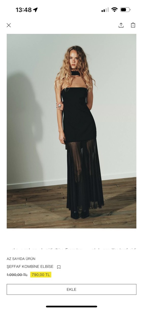 Siyah elbise mini uzun tüllü - Görsel 3