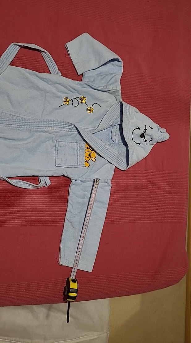 Kapüşonlu Erkek Çocuk Winnie the Pooh Nakışlı Bornoz Mavi - Görsel 2