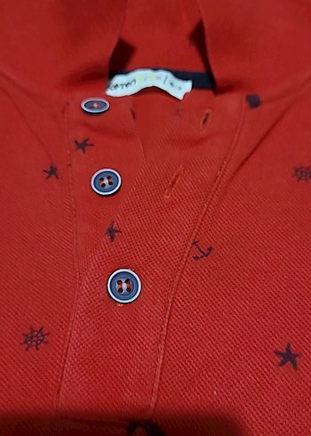 Baskılı Kırmızı Erkek Çocuk Uzun Kollu Polo Yaka Tişört - Görsel 4