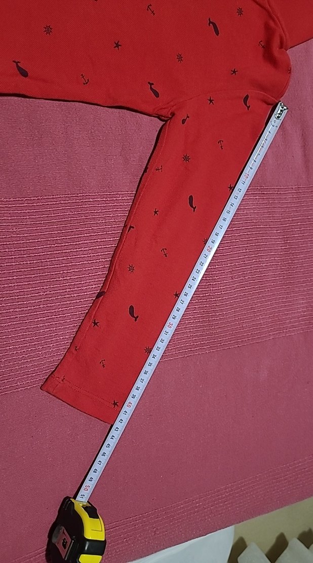 Baskılı Kırmızı Erkek Çocuk Uzun Kollu Polo Yaka Tişört - Görsel 2