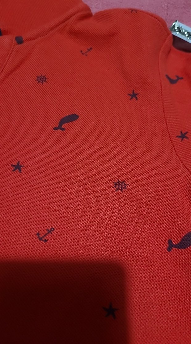 Baskılı Kırmızı Erkek Çocuk Uzun Kollu Polo Yaka Tişört - Görsel 3
