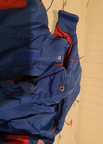 Superman logolu Mavi Kırmızı Kapüşonlu Erkek Çocuk Kayak Montu - Görsel 3