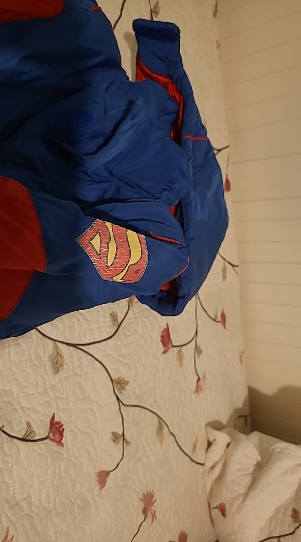 Superman logolu Mavi Kırmızı Kapüşonlu Erkek Çocuk Kayak Montu - Görsel 4