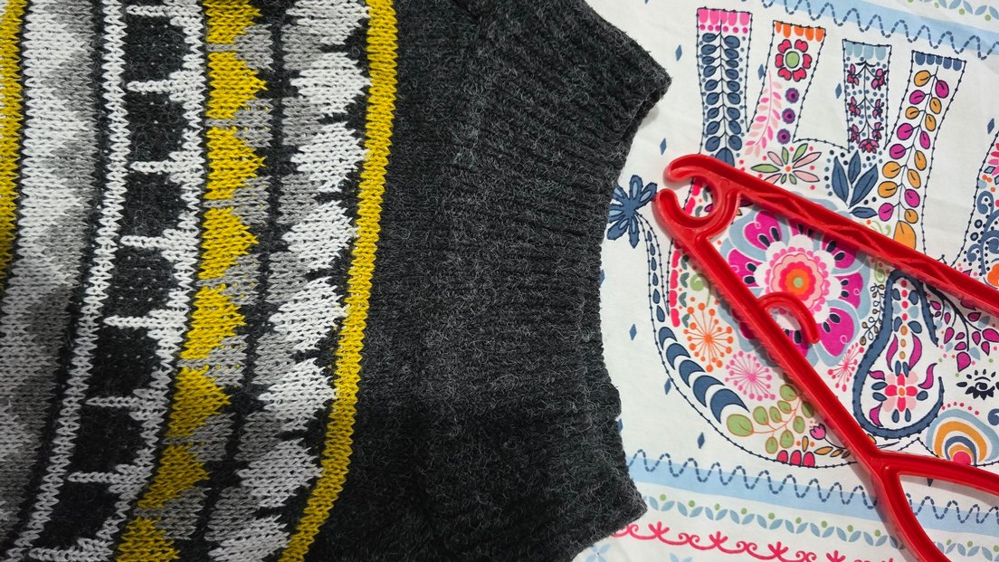 Gri Desenli Örgü Kadın Kazak - Görsel 3