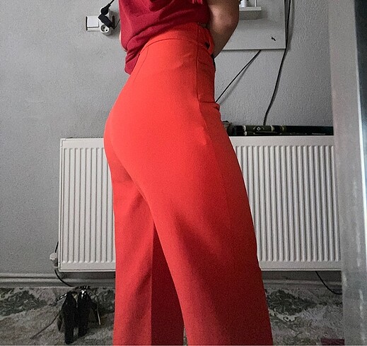 Nar çiçeği yüksek bel rahat pantolon - Görsel 5