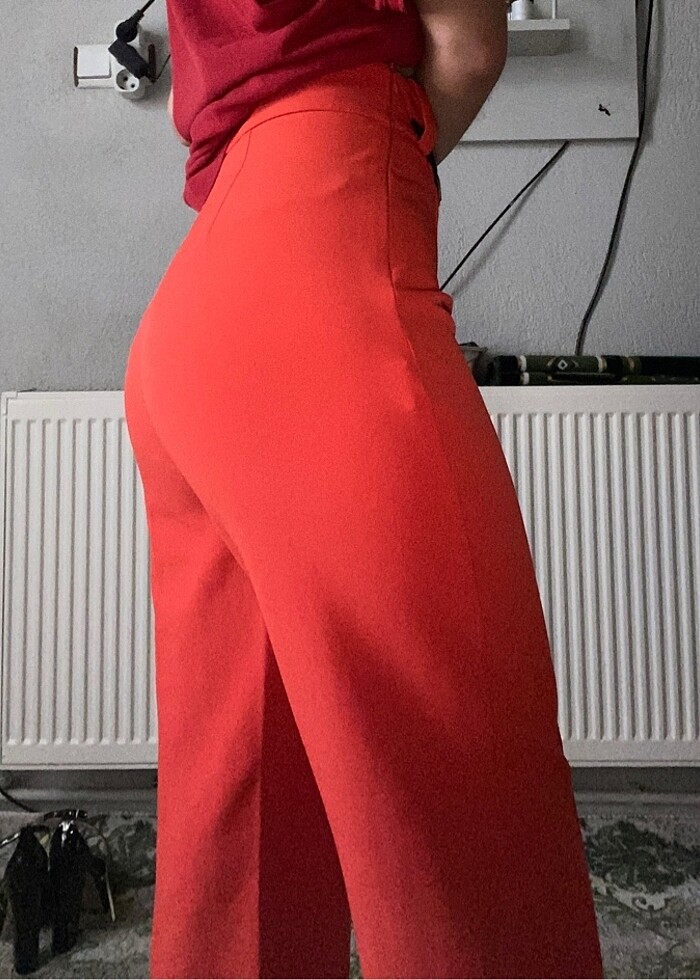 Nar çiçeği yüksek bel rahat pantolon - Görsel 5