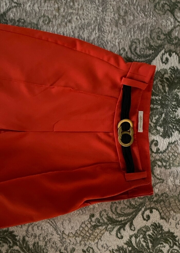 Nar çiçeği yüksek bel rahat pantolon - Görsel 4