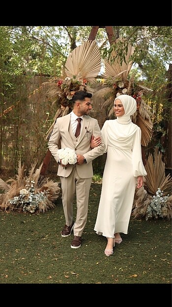 Beyaz tesettür nikah elbisesi