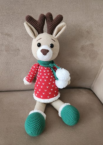 Renkli Örgü Geyik Peluş Oyuncak