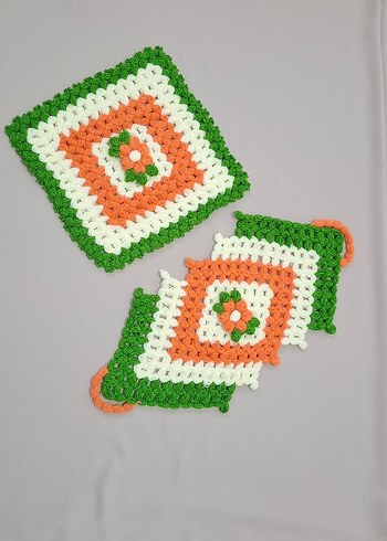 Renkli Örgü Banyo Lifi Seti - Görsel 3