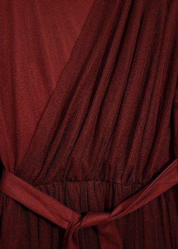 Bordo Uzun Tül Abiye - Görsel 3