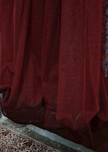 Bordo Uzun Tül Abiye - Görsel 4