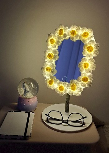 Beyaz Papatya Çiçekli Masa Aynası - Görsel 3