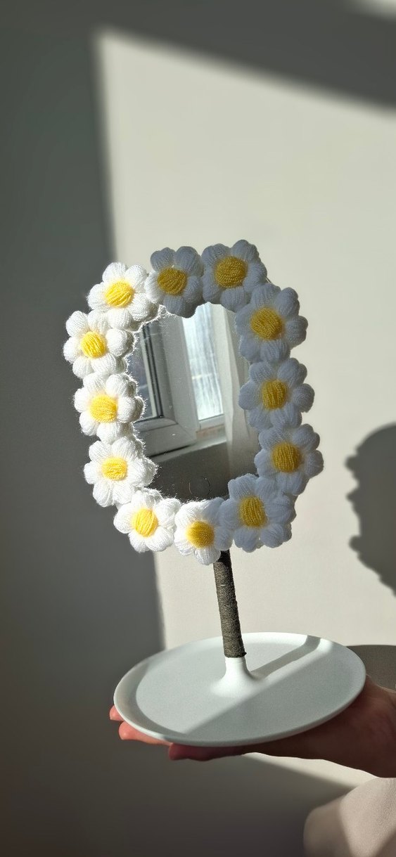 Beyaz Papatya Çiçekli Masa Aynası - Görsel 2