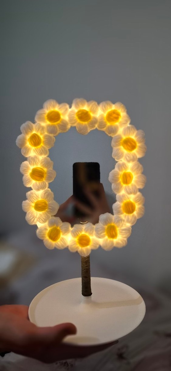 Beyaz Papatya Çiçekli Masa Aynası - Görsel 4