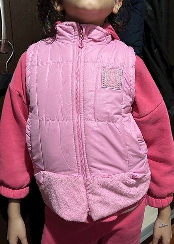 Kız Çocuk Pembe Fermuarlı Yelek polar 6 yaş kalın - Görsel 4