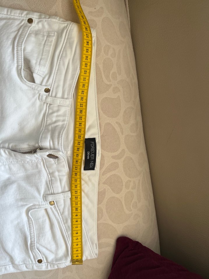 Kadın Beyaz forever new denim şort kot uzu - Görsel 4