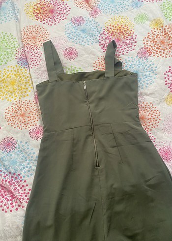 Haki askılı Straplez Kadın Uzun Tulum pantolon kumaş - Görsel 5