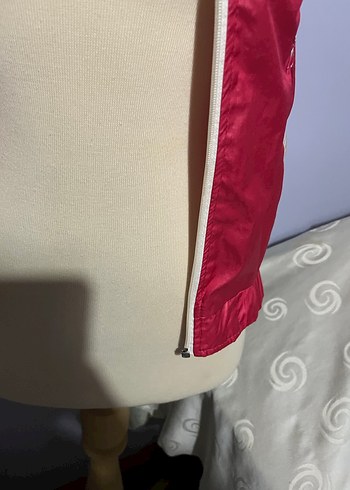 Pembe nakışlı kapşonlu ince kız çocuk yelek 8 yaş spor yelek - Görsel 5