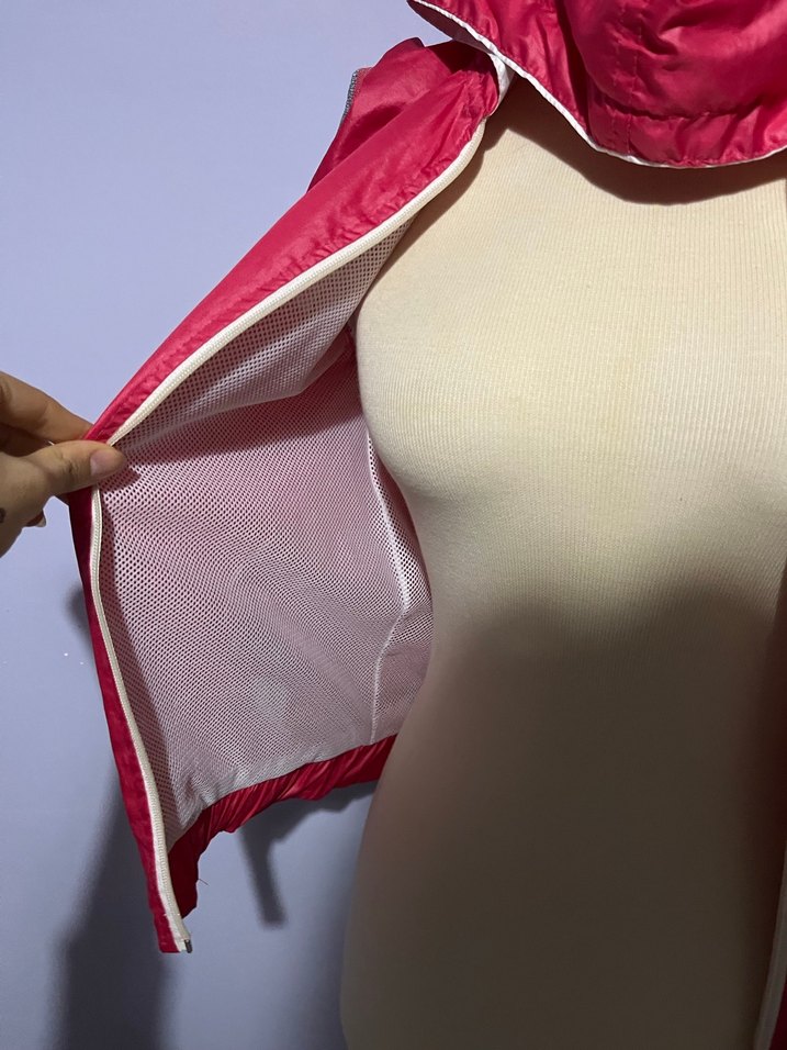 Pembe nakışlı kapşonlu ince kız çocuk yelek 8 yaş spor yelek - Görsel 4