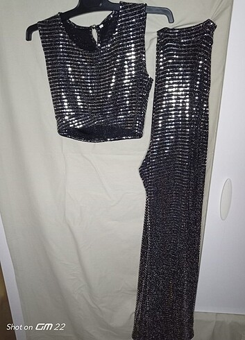Abiye Crop Pantolon Takım