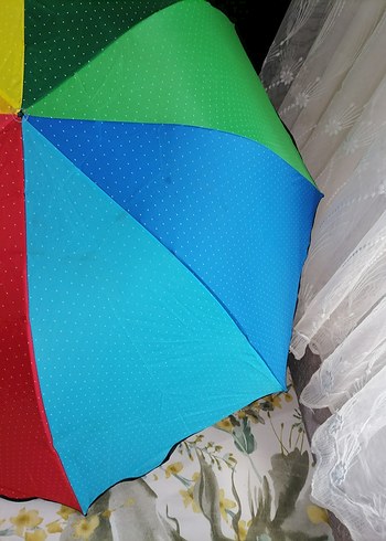 gökkuşağı puantiyeli şemsiye - Görsel 4