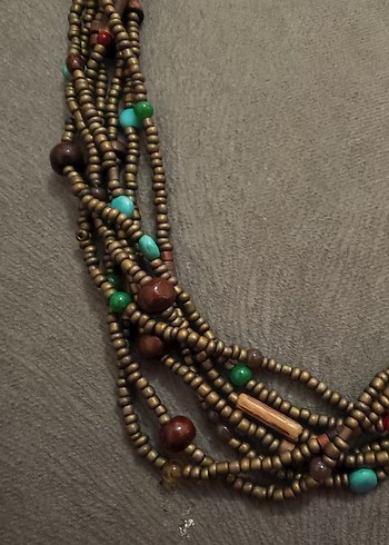 Uzun Çok Renkli Boncuklu Bohem Kadın Kolye - Görsel 2