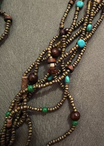 Uzun Çok Renkli Boncuklu Bohem Kadın Kolye - Görsel 3