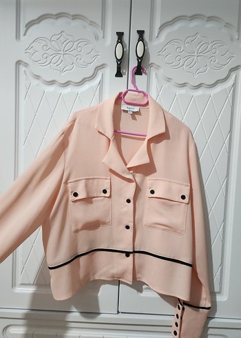 Twist pembe Düğmeli Uzun Kollu Kadın Gömlek - Görsel 2