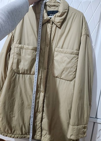 Zara Bej Düğmeli Midi Kadın Ceket - Görsel 5