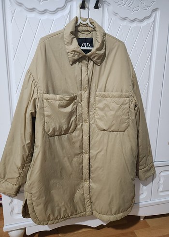 Zara Bej Düğmeli Midi Kadın Ceket - Görsel 2