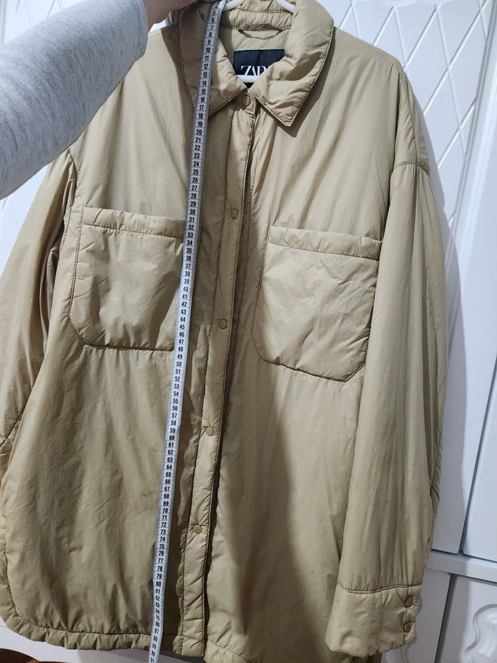 Zara Bej Düğmeli Midi Kadın Ceket - Görsel 5