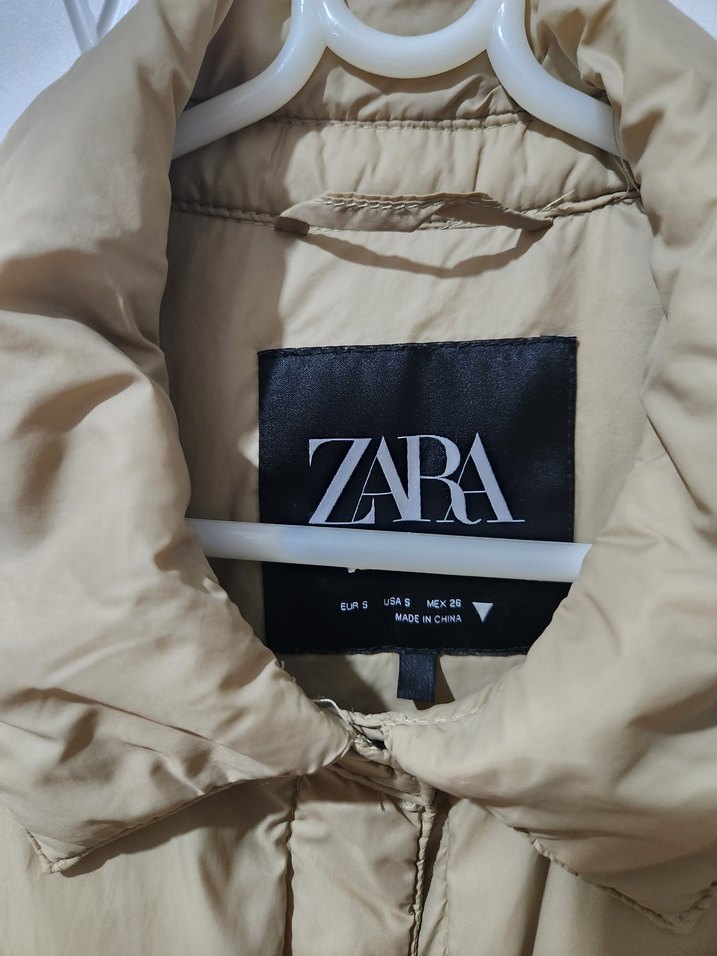 Zara Bej Düğmeli Midi Kadın Ceket - Görsel 4