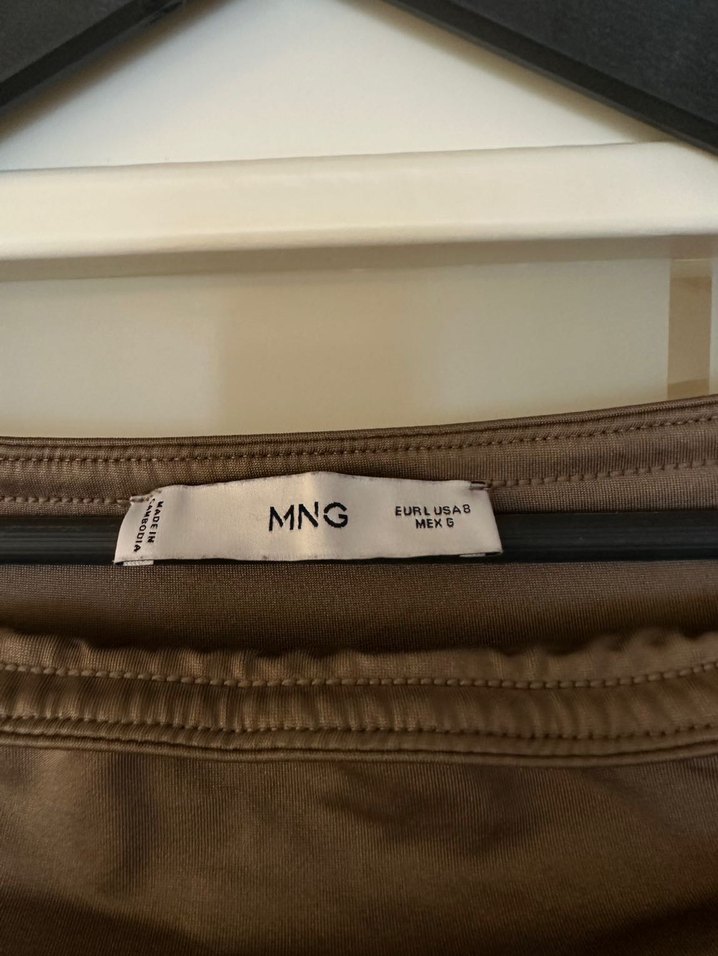 Askısız, Drapeli Bej Midi Kadın Elbise - Görsel 5