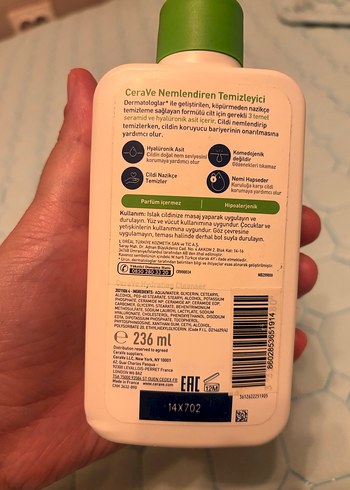  Beden Renk CeraVe Nemlendirici Yüz Temizleyici
