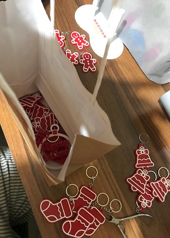 Kırmızı Noel Temalı Anahtarlık Seti 3lü - Görsel 4