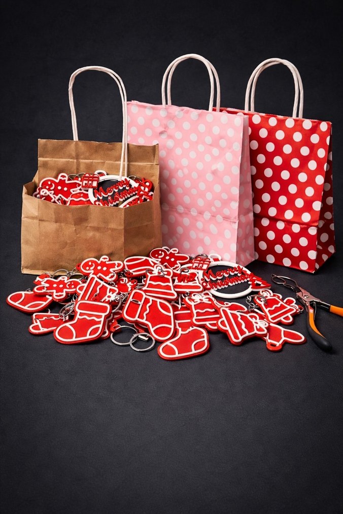 Kırmızı Noel Temalı Anahtarlık Seti 3lü - Görsel 2