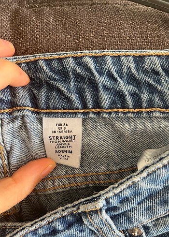 Düğmeli Mavi Kadın Midi Boy Bol Kot Pantolon - Görsel 3