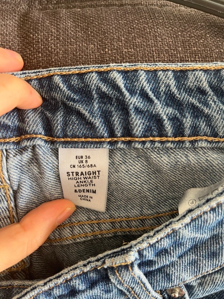 Düğmeli Mavi Kadın Midi Boy Bol Kot Pantolon - Görsel 3