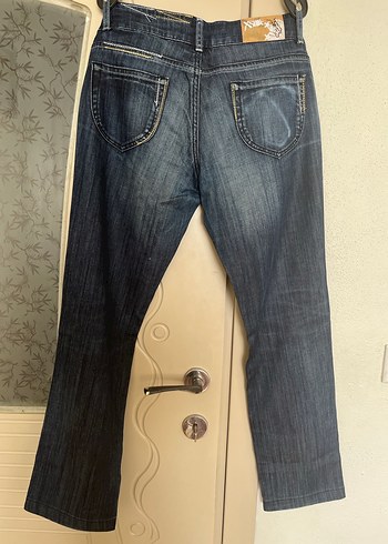 Düğmeli Gri Kadın Denim Pantolon - Görsel 2