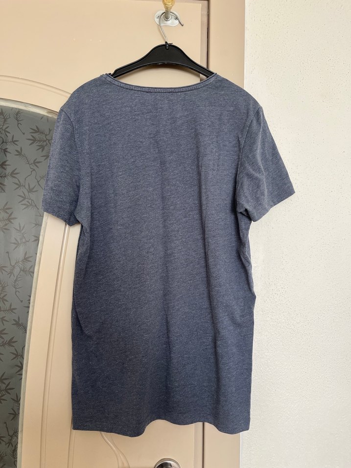 Erkek Gri Denim T-shirt - Görsel 2