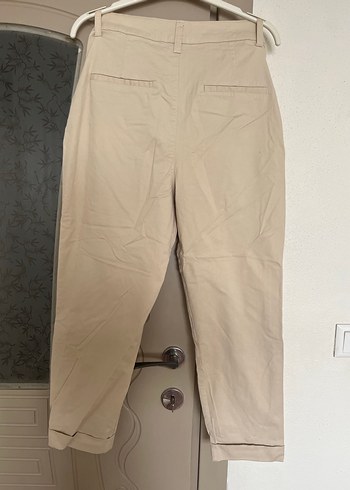 Bej Kadın Keten Pantolon Midi Boy - Görsel 2