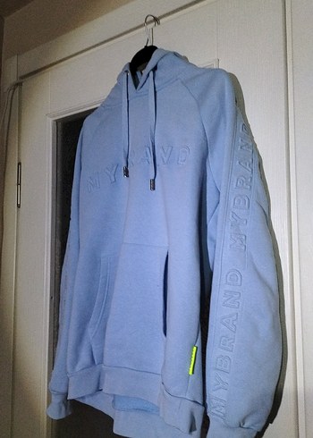 Açık Mavi Kapüşonlu Erkek Sweatshirt - Görsel 2