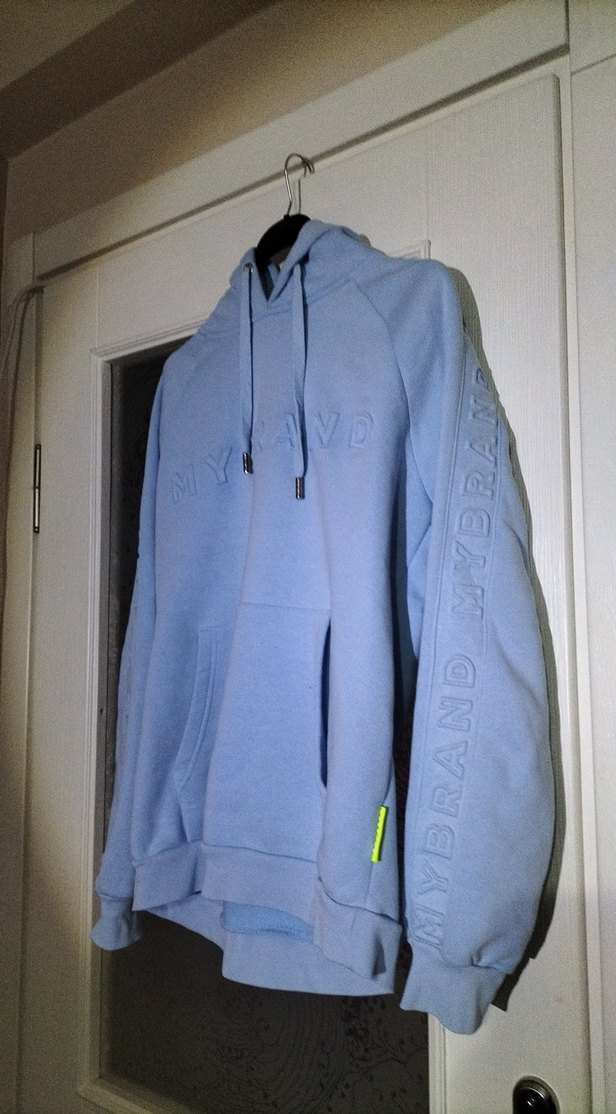 Açık Mavi Kapüşonlu Erkek Sweatshirt - Görsel 2