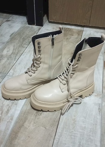 Bej Minimalist Blok Topuklu Kadın Abiye Ayakkabı - Görsel 2