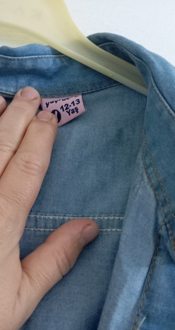 Düğmeli Kısa Kollu Denim Kadın Gömlek - Görsel 3