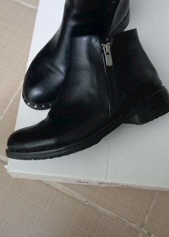 Siyah Deri Kadın Bot - Tokalı, Topuklu - Görsel 5