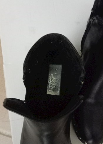 Siyah Deri Kadın Bot - Tokalı, Topuklu - Görsel 6