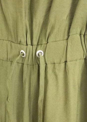 Kadın Keten Haki Askılı Tulum - Görsel 2